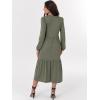imageANRABESS Womens Long Sleeve Maxi Dresses 2025 Fall Casual V Neck Flowy Tiered Boho Modest Trendy Vacation Dress with PocketsOlive Green