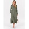 imageANRABESS Womens Long Sleeve Maxi Dresses 2025 Fall Casual V Neck Flowy Tiered Boho Modest Trendy Vacation Dress with PocketsOlive Green