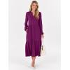 imageANRABESS Womens Long Sleeve Maxi Dresses 2025 Fall Casual V Neck Flowy Tiered Boho Modest Trendy Vacation Dress with PocketsPurple