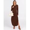 imageANRABESS Womens Long Sleeve Maxi Dresses 2025 Fall Outfits Casual Loose Split Travel Vacation T Shirt Dress with PocketsCoffee