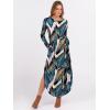 imageANRABESS Womens Long Sleeve Maxi Dresses 2025 Fall Outfits Casual Loose Split Travel Vacation T Shirt Dress with PocketsLeaf Printed