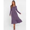 imageANRABESS Womens Long Sleeve Midi Dress 2025 Fall Rib Knit Crew Neck A Line Soft Flowy Swing Dresses with Pocket Casual TrendyPurple