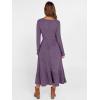 imageANRABESS Womens Long Sleeve Midi Dress 2025 Fall Rib Knit Crew Neck A Line Soft Flowy Swing Dresses with Pocket Casual TrendyPurple