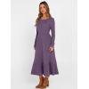 imageANRABESS Womens Long Sleeve Midi Dress 2025 Fall Rib Knit Crew Neck A Line Soft Flowy Swing Dresses with Pocket Casual TrendyPurple