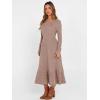imageANRABESS Womens Long Sleeve Midi Dress 2025 Fall Rib Knit Crew Neck A Line Soft Flowy Swing Dresses with Pocket Casual TrendyTan