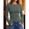 imageANRABESS Womens Long Sleeve Waffle Knit Shirts Casual Slim Fitted Crew Neck Thermal Tops Basic Tee 2025 Fall Trendy OutfitsArmy Green