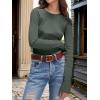 imageANRABESS Womens Long Sleeve Waffle Knit Shirts Casual Slim Fitted Crew Neck Thermal Tops Basic Tee 2025 Fall Trendy OutfitsArmy Green