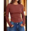 imageANRABESS Womens Long Sleeve Waffle Knit Shirts Casual Slim Fitted Crew Neck Thermal Tops Basic Tee 2025 Fall Trendy OutfitsBirck Red