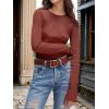 imageANRABESS Womens Long Sleeve Waffle Knit Shirts Casual Slim Fitted Crew Neck Thermal Tops Basic Tee 2025 Fall Trendy OutfitsBirck Red