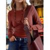 imageANRABESS Womens Long Sleeve Waffle Knit Shirts Casual Slim Fitted Crew Neck Thermal Tops Basic Tee 2025 Fall Trendy OutfitsBirck Red