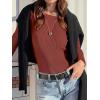 imageANRABESS Womens Long Sleeve Waffle Knit Shirts Casual Slim Fitted Crew Neck Thermal Tops Basic Tee 2025 Fall Trendy OutfitsBirck Red