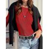 imageANRABESS Womens Long Sleeve Waffle Knit Shirts Casual Slim Fitted Crew Neck Thermal Tops Basic Tee 2025 Fall Trendy OutfitsBright Red