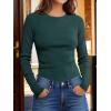 imageANRABESS Womens Long Sleeve Waffle Knit Shirts Casual Slim Fitted Crew Neck Thermal Tops Basic Tee 2025 Fall Trendy OutfitsDeep Green