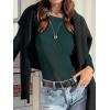 imageANRABESS Womens Long Sleeve Waffle Knit Shirts Casual Slim Fitted Crew Neck Thermal Tops Basic Tee 2025 Fall Trendy OutfitsDeep Green