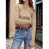 imageANRABESS Womens Long Sleeve Waffle Knit Shirts Casual Slim Fitted Crew Neck Thermal Tops Basic Tee 2025 Fall Trendy OutfitsLight Brown