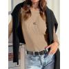 imageANRABESS Womens Long Sleeve Waffle Knit Shirts Casual Slim Fitted Crew Neck Thermal Tops Basic Tee 2025 Fall Trendy OutfitsLight Brown