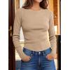 imageANRABESS Womens Long Sleeve Waffle Knit Shirts Casual Slim Fitted Crew Neck Thermal Tops Basic Tee 2025 Fall Trendy OutfitsLight Brown