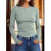 imageANRABESS Womens Long Sleeve Waffle Knit Shirts Casual Slim Fitted Crew Neck Thermal Tops Basic Tee 2025 Fall Trendy OutfitsLight Green