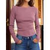 imageANRABESS Womens Long Sleeve Waffle Knit Shirts Casual Slim Fitted Crew Neck Thermal Tops Basic Tee 2025 Fall Trendy OutfitsMauve