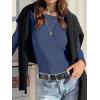 imageANRABESS Womens Long Sleeve Waffle Knit Shirts Casual Slim Fitted Crew Neck Thermal Tops Basic Tee 2025 Fall Trendy OutfitsNavy Blue