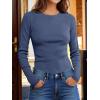 imageANRABESS Womens Long Sleeve Waffle Knit Shirts Casual Slim Fitted Crew Neck Thermal Tops Basic Tee 2025 Fall Trendy OutfitsNavy Blue