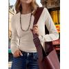 imageANRABESS Womens Long Sleeve Waffle Knit Shirts Casual Slim Fitted Crew Neck Thermal Tops Basic Tee 2025 Fall Trendy OutfitsParchment