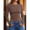imageANRABESS Womens Long Sleeve Waffle Knit Shirts Casual Slim Fitted Crew Neck Thermal Tops Basic Tee 2025 Fall Trendy OutfitsRed Brown