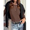 imageANRABESS Womens Long Sleeve Waffle Knit Shirts Casual Slim Fitted Crew Neck Thermal Tops Basic Tee 2025 Fall Trendy OutfitsRed Brown