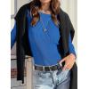 imageANRABESS Womens Long Sleeve Waffle Knit Shirts Casual Slim Fitted Crew Neck Thermal Tops Basic Tee 2025 Fall Trendy OutfitsRoyal Blue