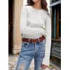 imageANRABESS Womens Long Sleeve Waffle Knit Shirts Casual Slim Fitted Crew Neck Thermal Tops Basic Tee 2025 Fall Trendy OutfitsWhite