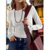 imageANRABESS Womens Long Sleeve Waffle Knit Shirts Casual Slim Fitted Crew Neck Thermal Tops Basic Tee 2025 Fall Trendy OutfitsWhite