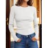 imageANRABESS Womens Long Sleeve Waffle Knit Shirts Casual Slim Fitted Crew Neck Thermal Tops Basic Tee 2025 Fall Trendy OutfitsWhite
