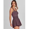 imageANRABESS Womens Mini Tennis Dresses Skort Summer Sleeveless One Piece Workout Romper Dress with Shorts Athletic 2025 OutfitPurple Brown