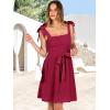 imageANRABESS Womens Sleeveless Tie Strap Mini Dress Summer Square Neck Smocked A Line Swing Elegant Cute Cocktail Short DressesDark Red
