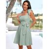 imageANRABESS Womens Sleeveless Tie Strap Mini Dress Summer Square Neck Smocked A Line Swing Elegant Cute Cocktail Short DressesLight Cyan