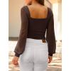 imageANRABESS Womens Square Neck Mesh Long Sleeve Tops Double Lined Dressy Business Casual Blouses Shirts 2025 Fall OutfitsBrown