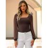 imageANRABESS Womens Square Neck Mesh Long Sleeve Tops Double Lined Dressy Business Casual Blouses Shirts 2025 Fall OutfitsBrown
