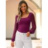 imageANRABESS Womens Square Neck Mesh Long Sleeve Tops Double Lined Dressy Business Casual Blouses Shirts 2025 Fall OutfitsBurgundy