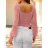 imageANRABESS Womens Square Neck Mesh Long Sleeve Tops Double Lined Dressy Business Casual Blouses Shirts 2025 Fall OutfitsCoral Pink