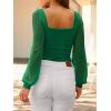 imageANRABESS Womens Square Neck Mesh Long Sleeve Tops Double Lined Dressy Business Casual Blouses Shirts 2025 Fall OutfitsGreen