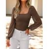 imageANRABESS Womens Square Neck Mesh Long Sleeve Tops Double Lined Dressy Business Casual Blouses Shirts 2025 Fall OutfitsMocha