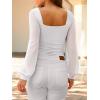 imageANRABESS Womens Square Neck Mesh Long Sleeve Tops Double Lined Dressy Business Casual Blouses Shirts 2025 Fall OutfitsWhite
