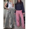 imageANRABESS Womens Striped Gingham Palazzo Pants Wide Leg High Waisted Lounge Pajama Pants Cute Casual Trousers with PocketsBlack White Plaid