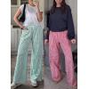 imageANRABESS Womens Striped Gingham Palazzo Pants Wide Leg High Waisted Lounge Pajama Pants Cute Casual Trousers with PocketsGreen White Plaid