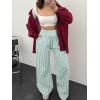 imageANRABESS Womens Striped Gingham Palazzo Pants Wide Leg High Waisted Lounge Pajama Pants Cute Casual Trousers with PocketsGreen White Plaid