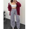imageANRABESS Womens Striped Gingham Palazzo Pants Wide Leg High Waisted Lounge Pajama Pants Cute Casual Trousers with PocketsNavy Blue White Plaid