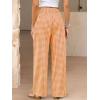 imageANRABESS Womens Striped Gingham Palazzo Pants Wide Leg High Waisted Lounge Pajama Pants Cute Casual Trousers with PocketsOrange White Plaid