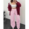 imageANRABESS Womens Striped Gingham Palazzo Pants Wide Leg High Waisted Lounge Pajama Pants Cute Casual Trousers with PocketsPink White Plaid