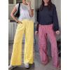 imageANRABESS Womens Striped Gingham Palazzo Pants Wide Leg High Waisted Lounge Pajama Pants Cute Casual Trousers with PocketsYellow White Plaid