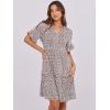 imageANRABESS Womens Summer 2025 Trendy Ruffle Short Sleeve V Neck A Line Tiered Flowy Loose Casual Mini Beach Dress with PocketsKhaki Polka Dot Gray